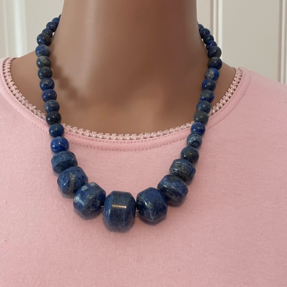 Blue Lapis Rondelle Beads Necklace